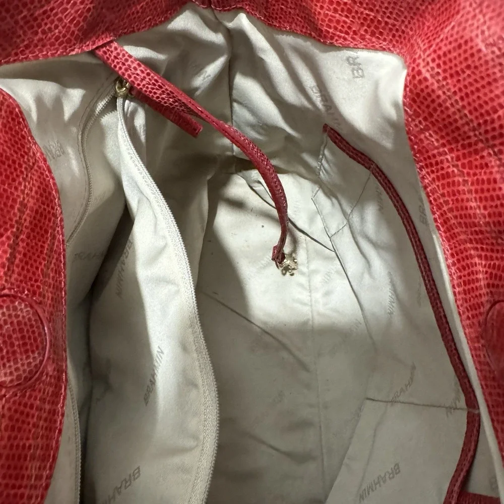 Brahmin Renate Tote Bag Red Dragon Haiku‎ Python Print Leather